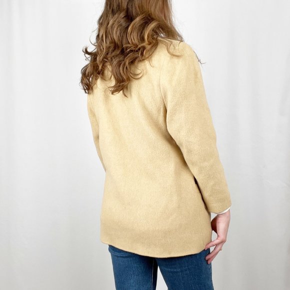 Vintage Irish Camel Hair Tan Oversized Blazer Jacket Long Trench Pea Coat Preppy - Picture 4 of 9